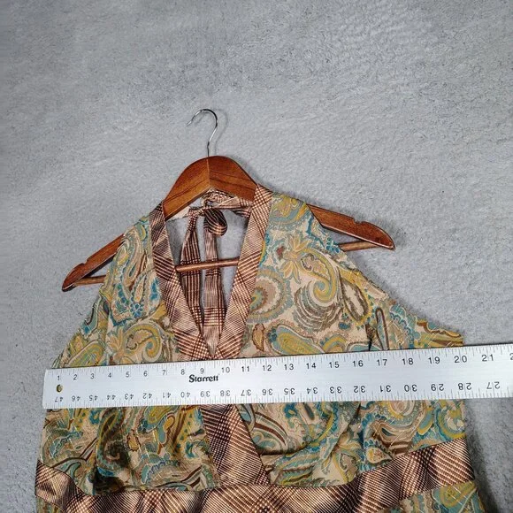 Lane Bryant Top Womens 20 Brown Paisley Halter Neck Blouse Y2K Retro Boho NWT - Picture 6 of 12